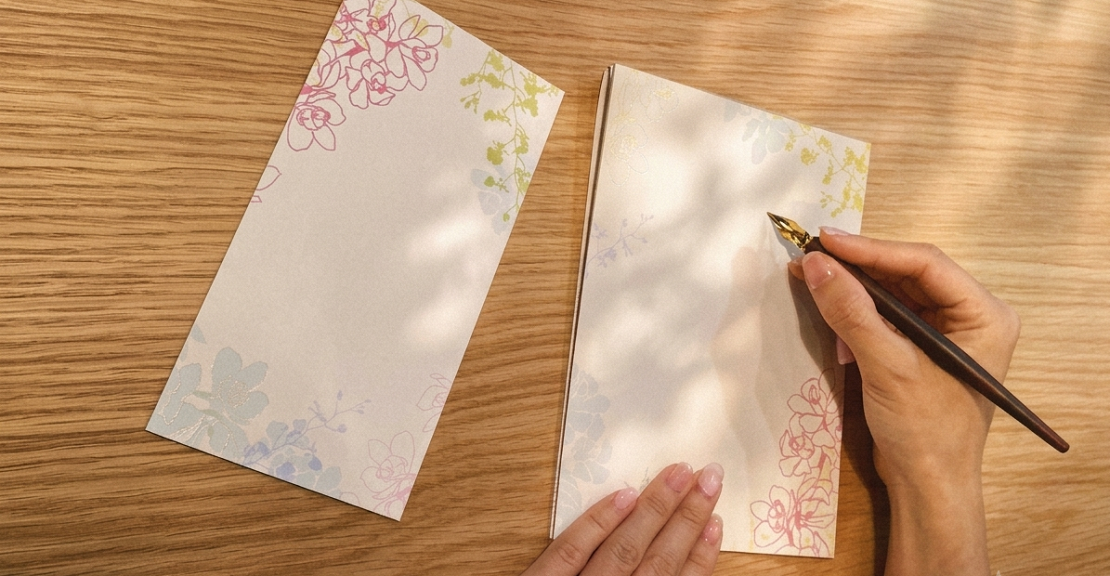 手紙書いているところ